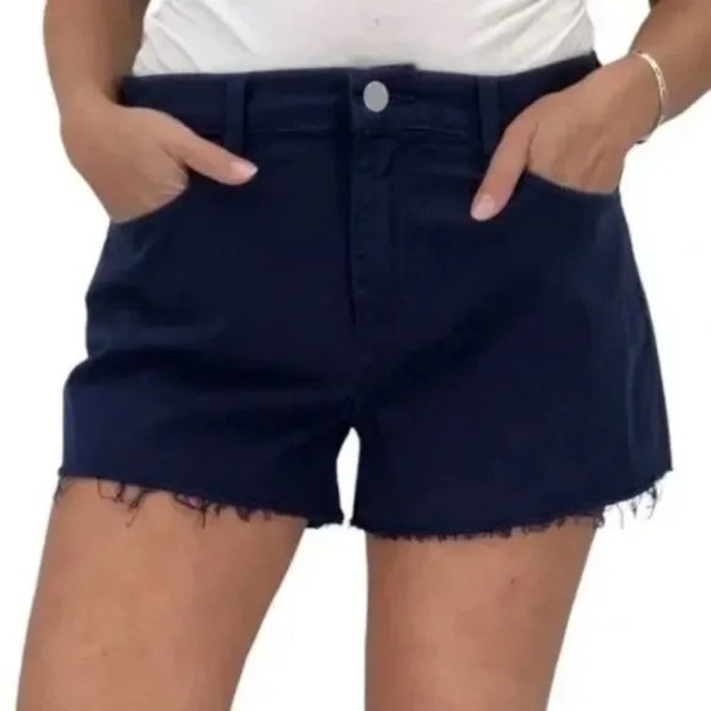 L'AGENCE High Rise Shorts Size 25 Ryland Short Navy Blue Cut Offs NEW $198
